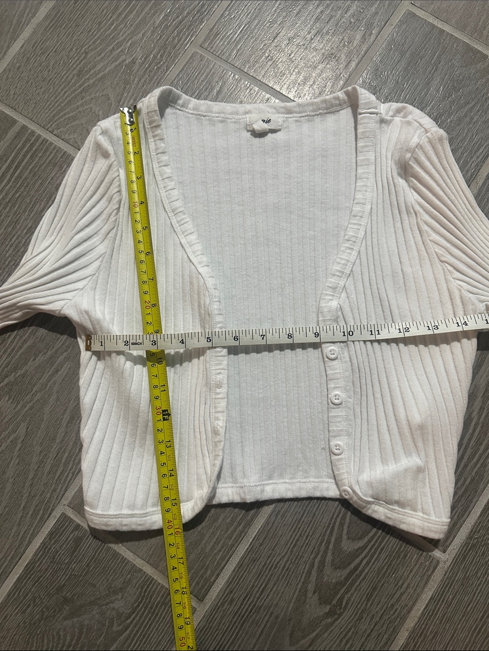 aerie White Ribbed Button-Front Cropped Cardigan